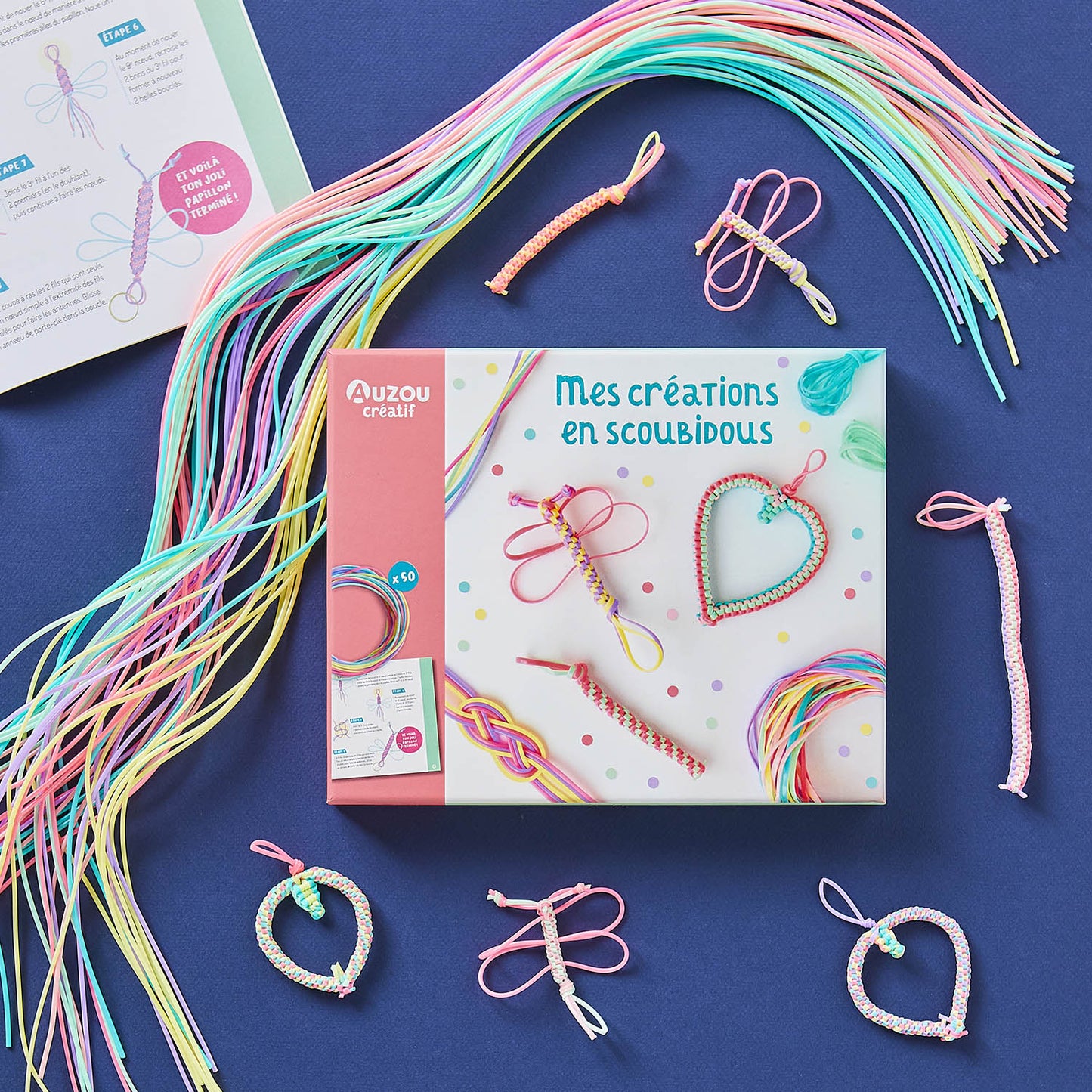 Mes créations en scoubidous - Coffret DIY - Auzou
