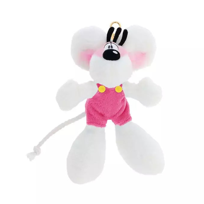 Diddl - Porte clés peluche - Diddl en salopette rose