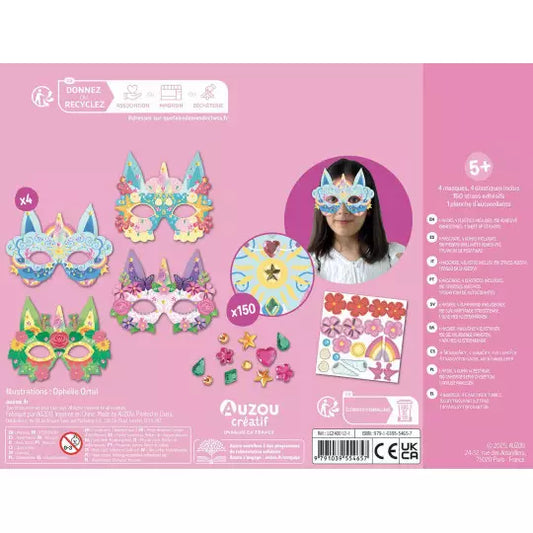 Ma pochette d'artiste - Masques à décorer - Licornes - Coffret DIY -Auzou