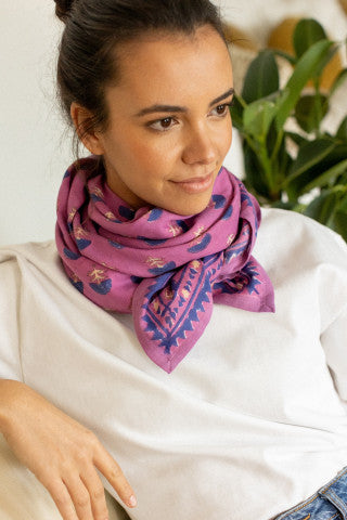 Grand Foulard Latika - Florets Fuchsia - Apaches