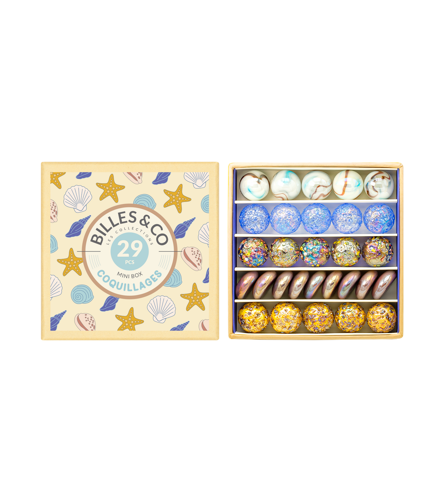 Petit coffret de billes - Coquillages - Billes and co
