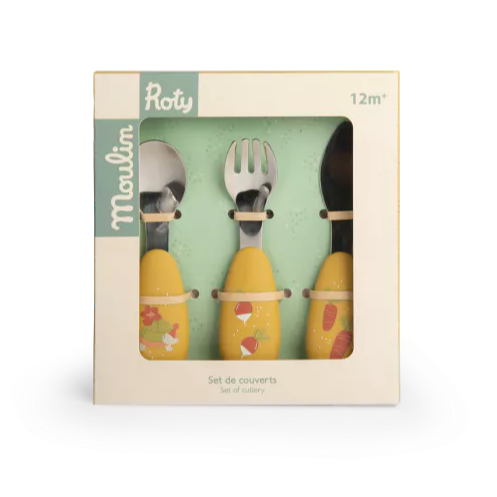 Set couverts silicone Trois Petits Lapins - Moulin Roty