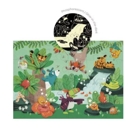 Puzzle phosphorescent La cascade Dans la jungle - 24 pièces - Moulin Roty