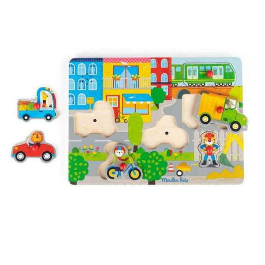 Puzzle sonore en bois la ville - Les Popipop - Moulin Roty
