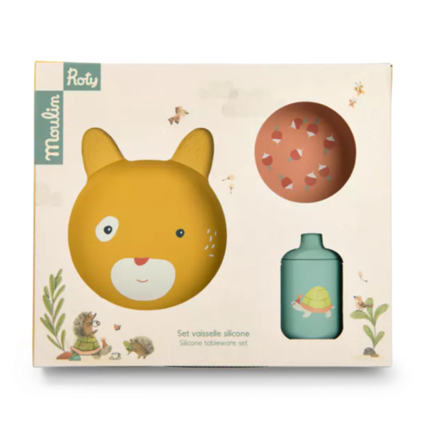 Set vaisselle silicone Trois Petits Lapins - Moulin Roty