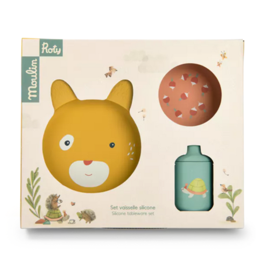 Set vaisselle silicone Trois Petits Lapins - Moulin Roty