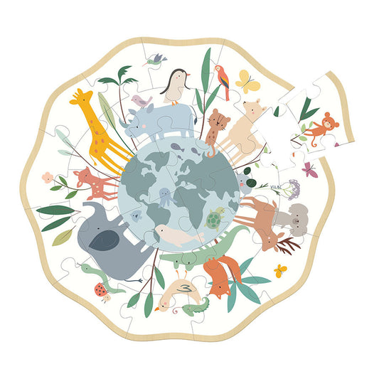 Puzzle rond 24 pièces le monde Sarah Betz - Vilac