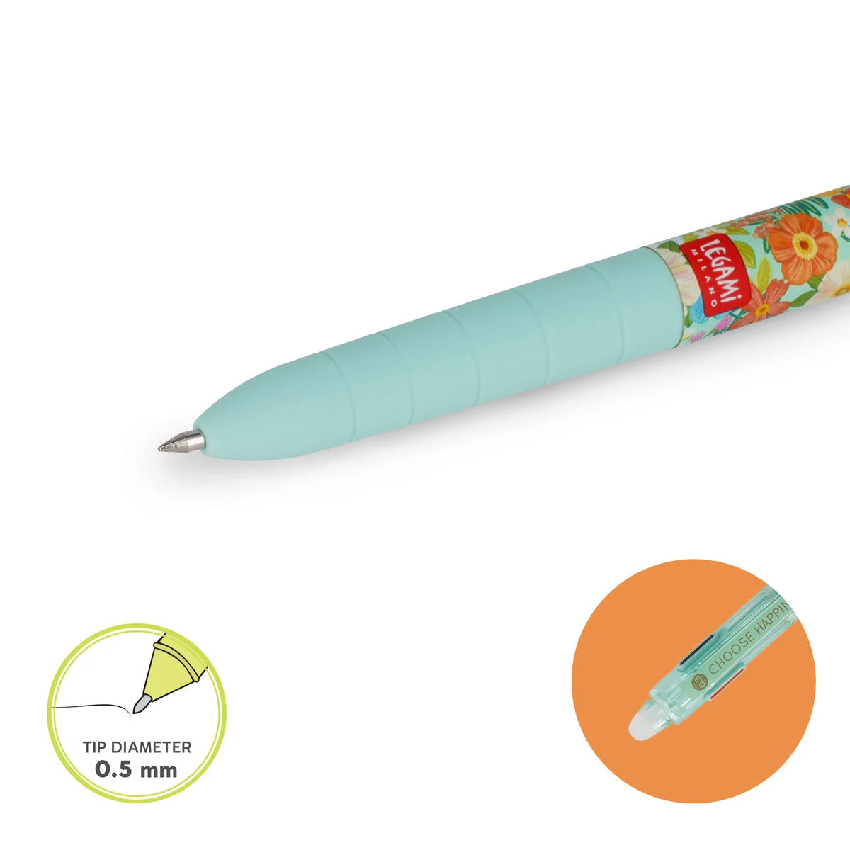 Legami - Stylo à encre gel effaçable 3 couleurs - Fleurs