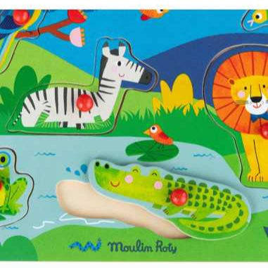 Puzzle sonore animaux en bois - Les toupitis - Moulin Roty