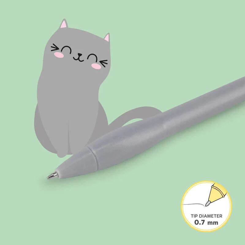 Legami - Stylo à encre gel - Chat lumineux - Bleu