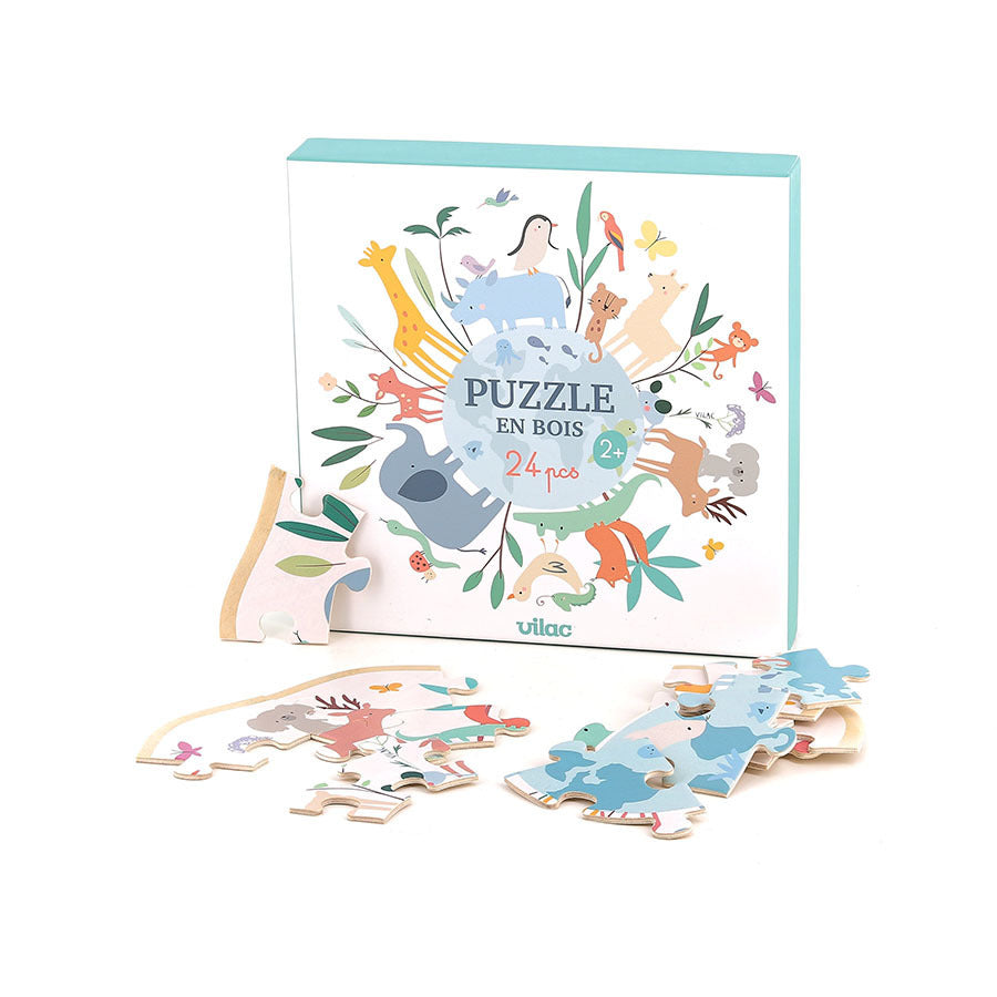 Puzzle rond 24 pièces le monde Sarah Betz - Vilac