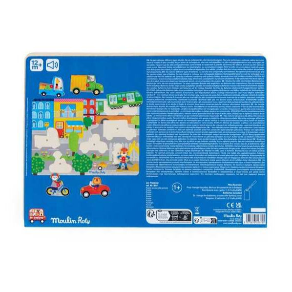 Puzzle sonore en bois la ville - Les Popipop - Moulin Roty
