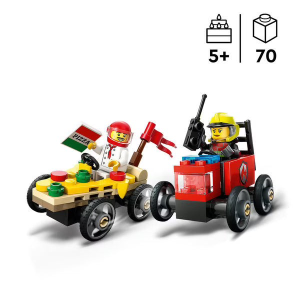 LEGO - City - Pack de bolides de course : camion de pizza contre camion de pompiers