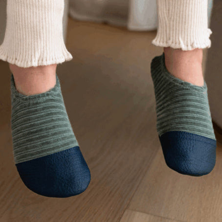 Chaussons - Les Petits Velours - Gris vert - Les pas petits