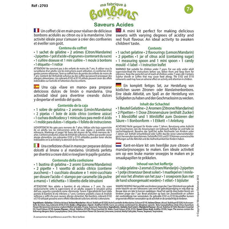 Mini fabrique à bonbons - Saveurs acides - Sentosphère