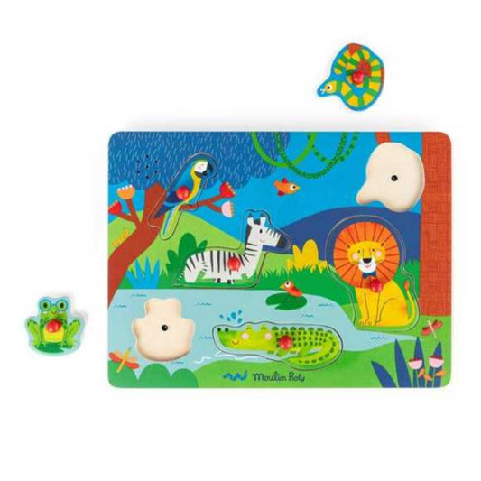 Puzzle sonore animaux en bois - Les toupitis - Moulin Roty