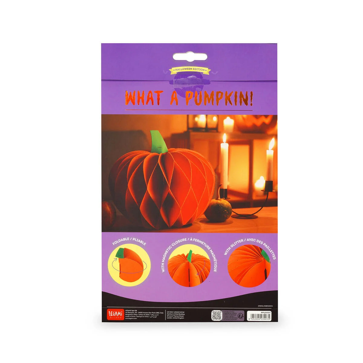 Legami - Citrouille d'Halloween Pliable en Papier - What a Pumpkin! - Halloween