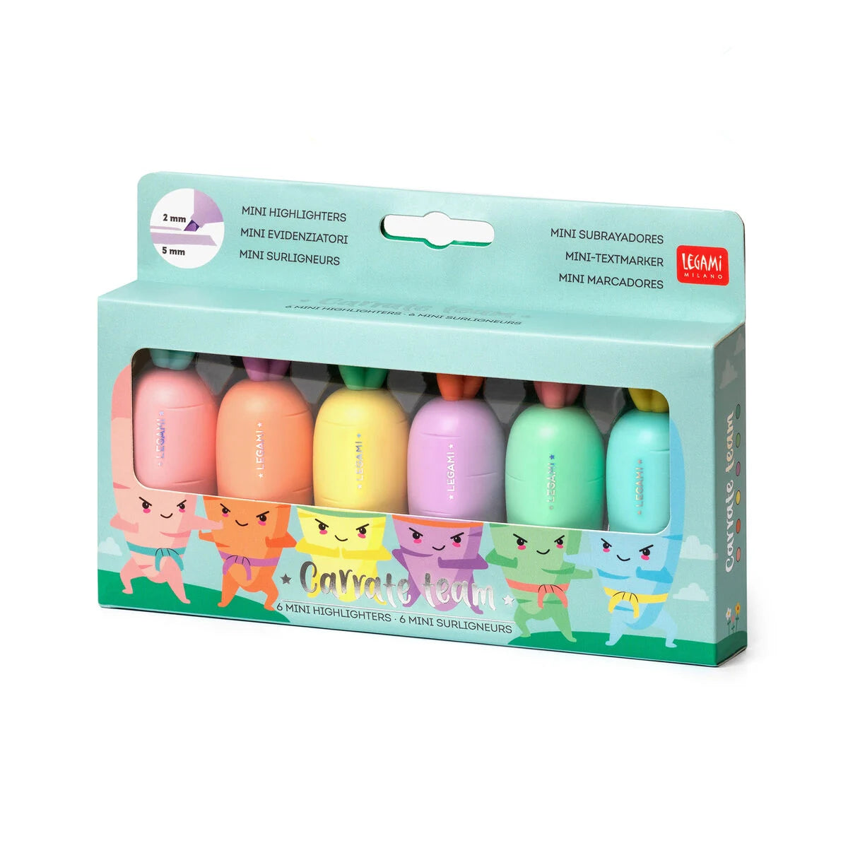 Legami - Set de 6 Mini Surligneurs - Carotte