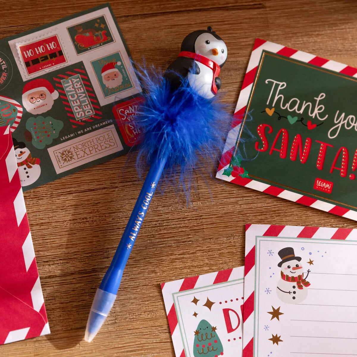 Legami - Stylo à bille lumineux - Penguin - Noël