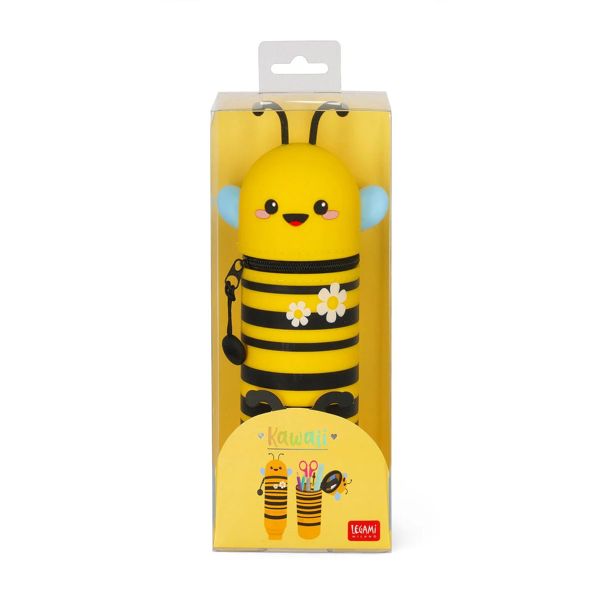 Legami - Trousse 2-en-1 ronde en silicone - Abeille