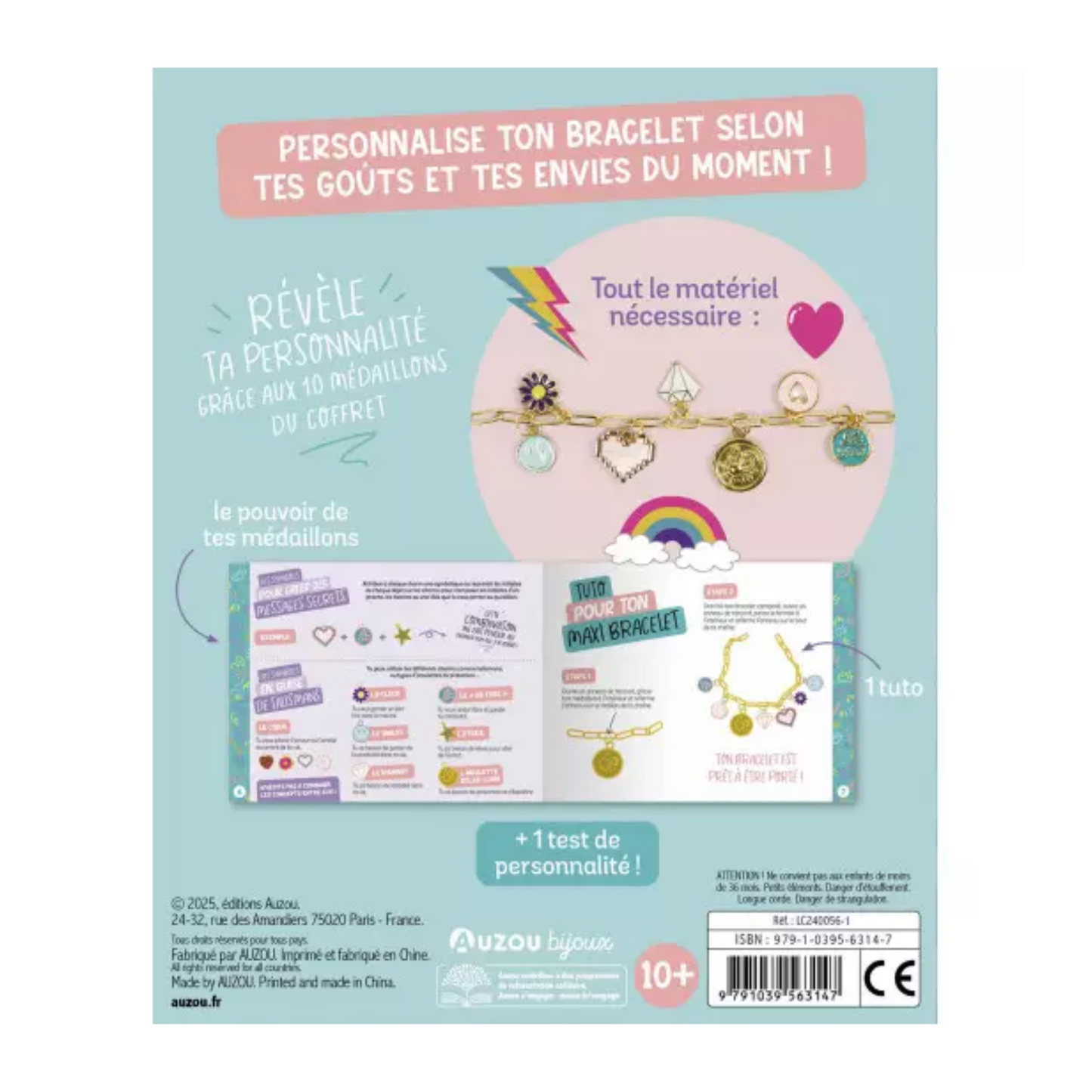 Mon bracelet à personnaliser : 10 médaillons - Coffret DIY - Auzou