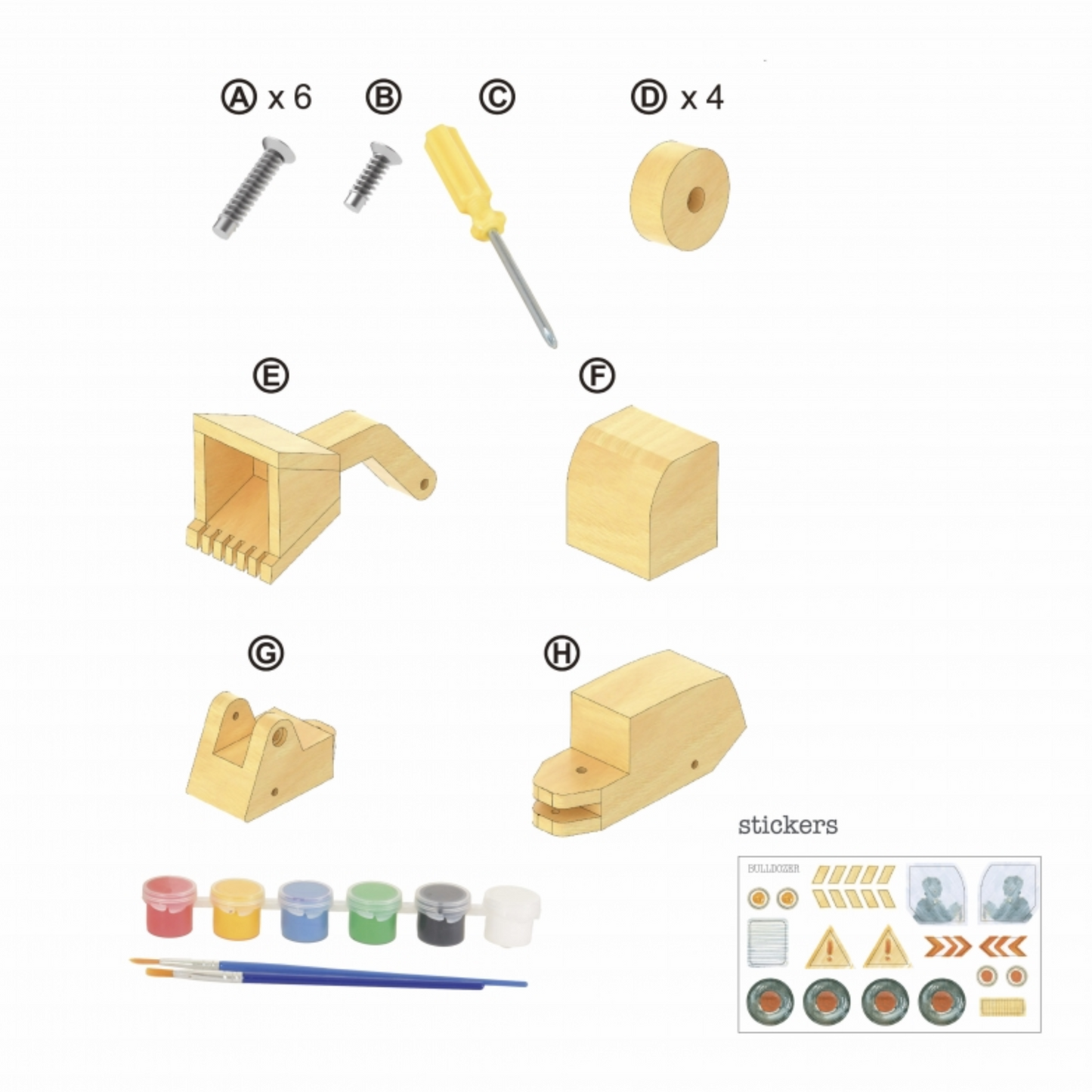 Bulldozer en bois à monter et peindre - Egmont Toys