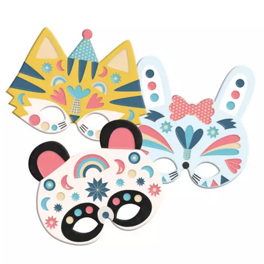 Mon coffret d'artiste - Masques avec stickers en mousse - Animaux mignons - Coffret DIY - Auzou