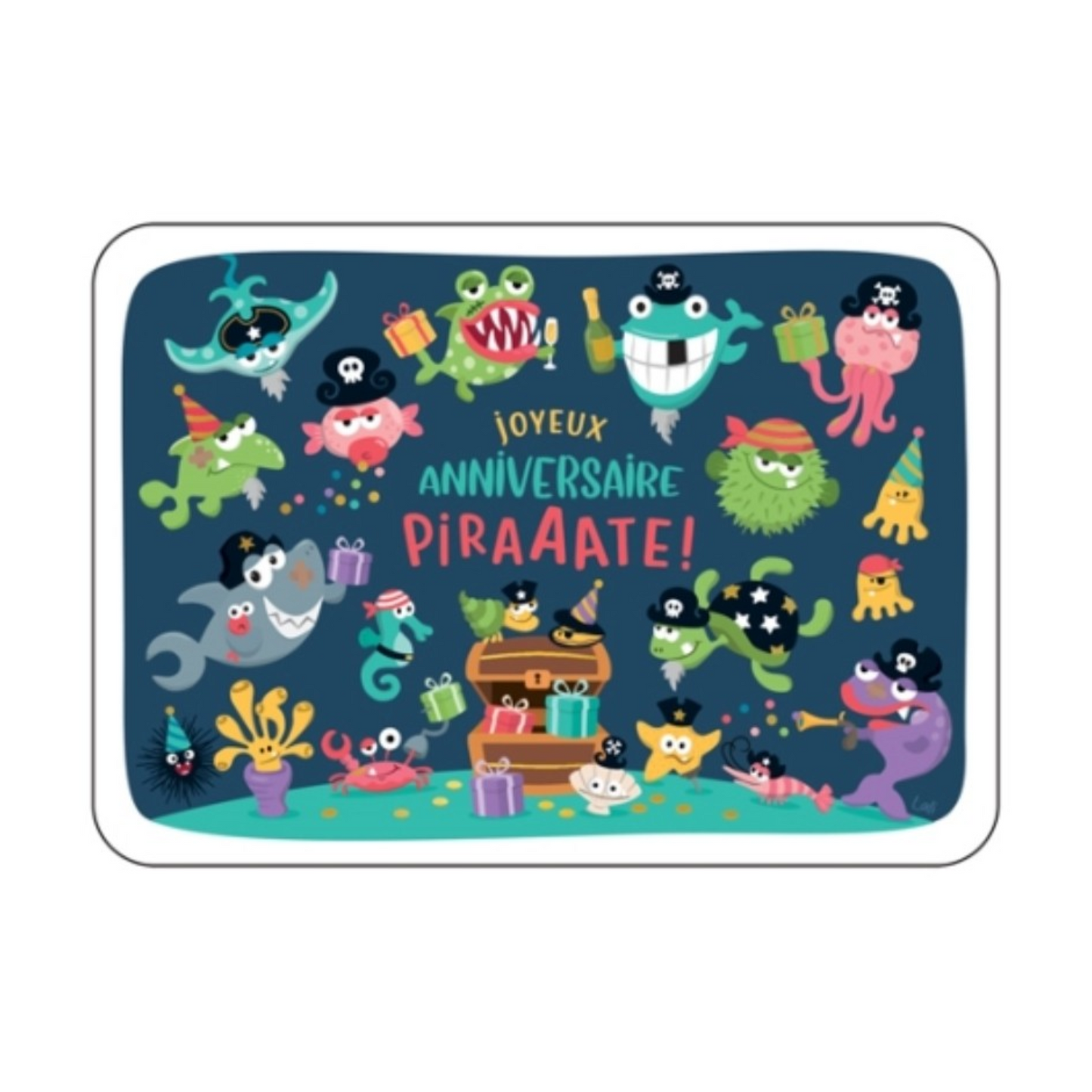 Carte postale - Joyeux anniversaire poissons pirates