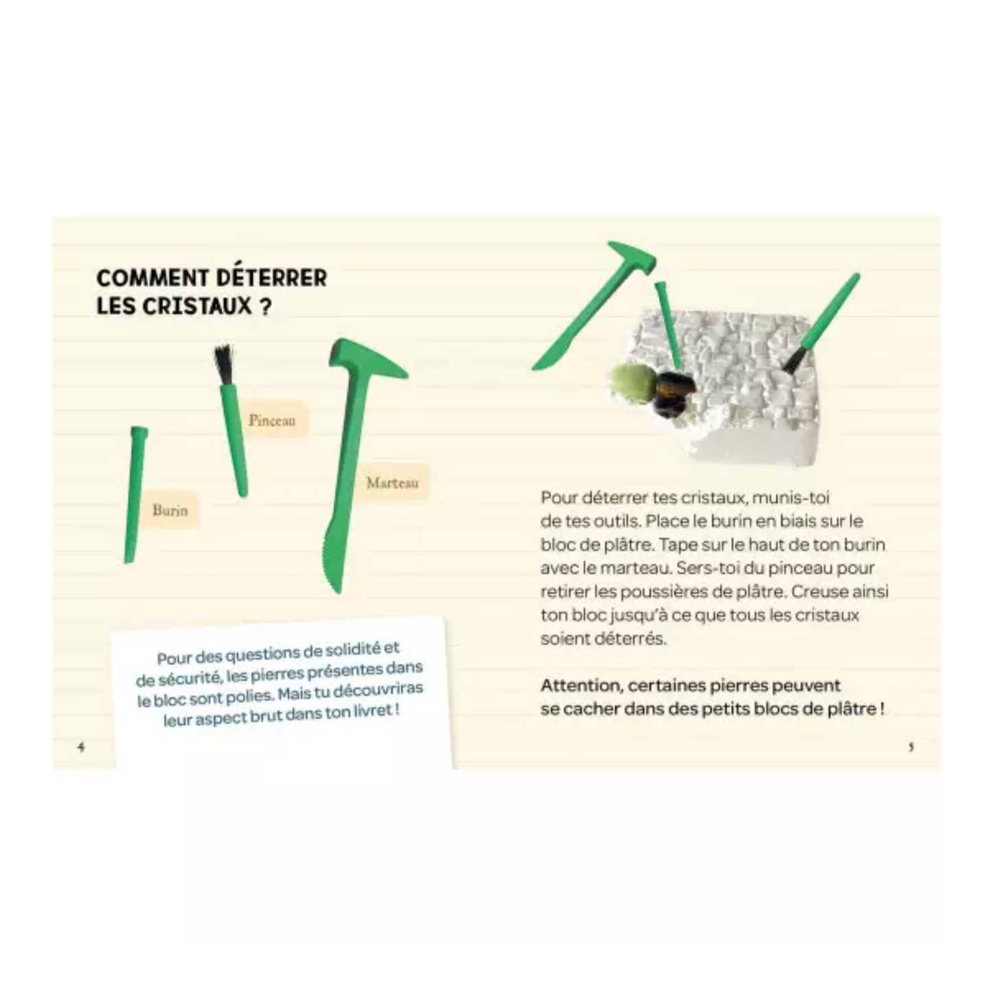 Mes 10 cristaux à déterrer : 5 types de cristaux à découvrir ! - Coffret DIY - Auzou