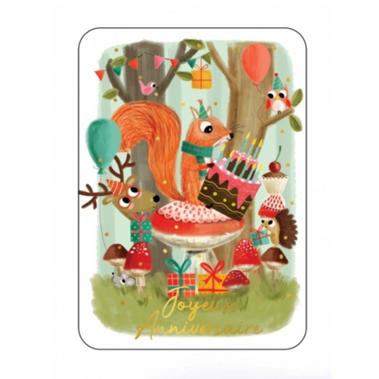Carte postale - Joyeux anniversaire Animaux de la forêt