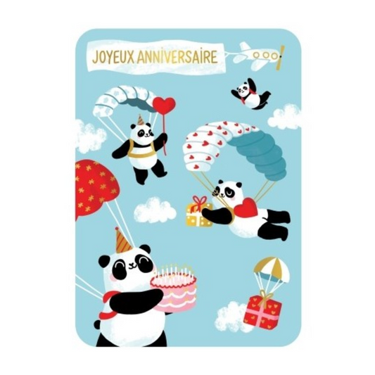 Carte postale - Joyeux anniversaire pandas