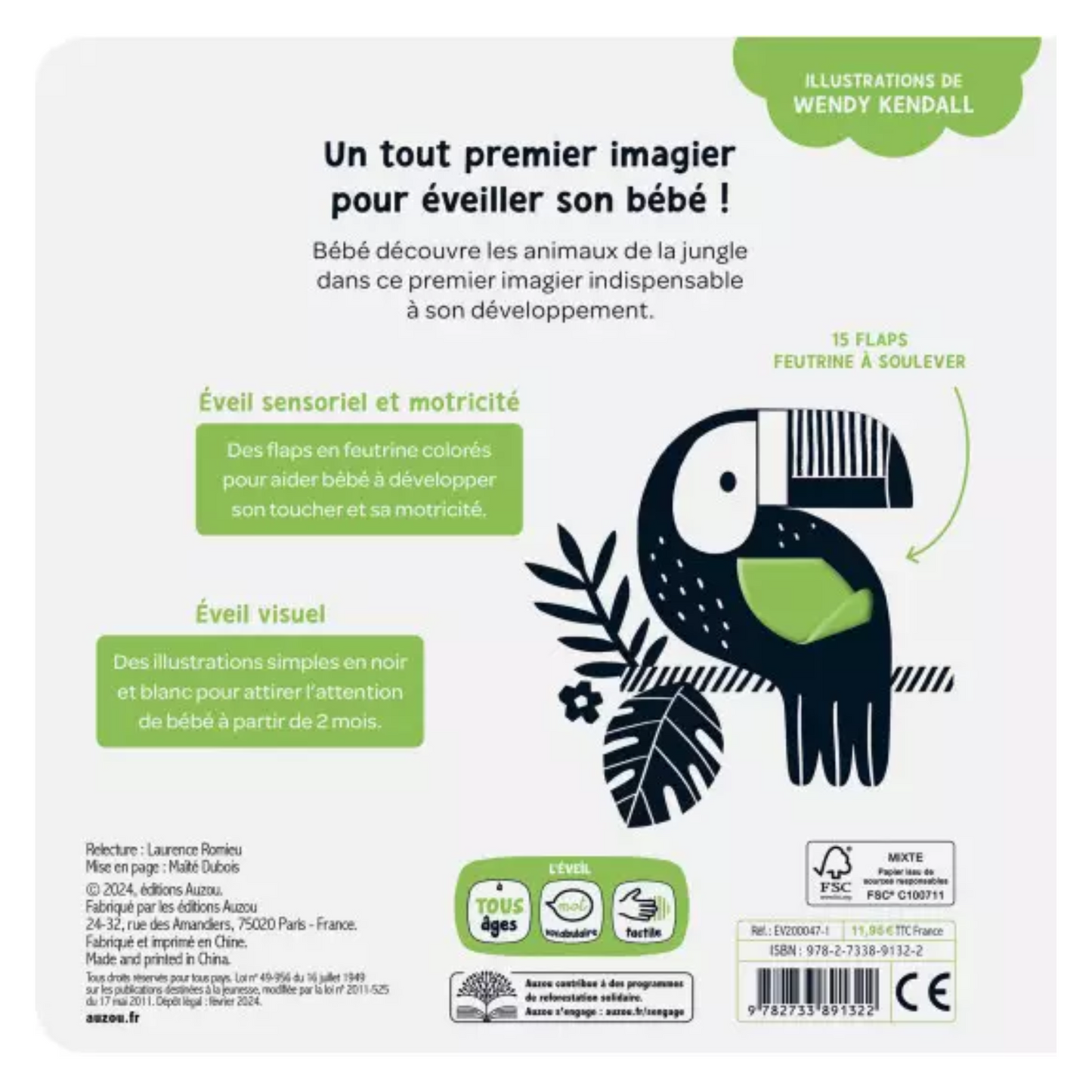 Les animaux de la jungle : un livre à contrastes pour éveiller bébé