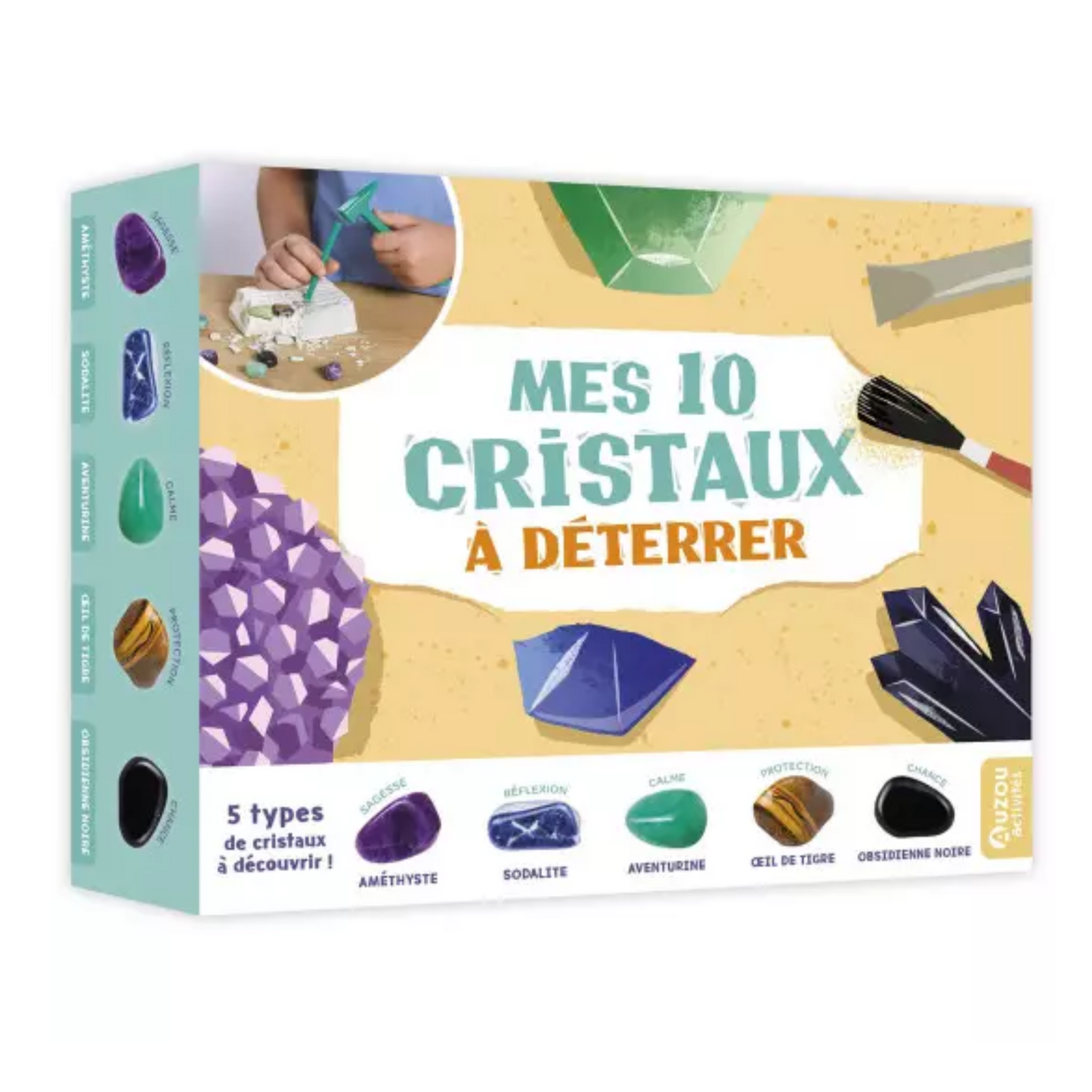 Mes 10 cristaux à déterrer : 5 types de cristaux à découvrir ! - Coffret DIY - Auzou