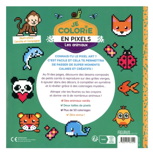Les animaux : je colorie en pixels - Fleurus