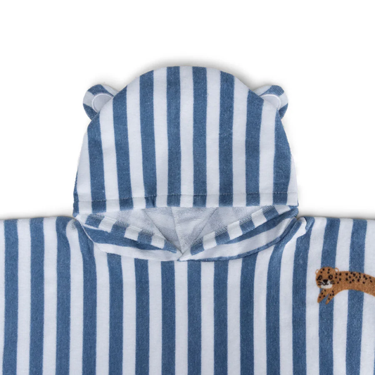Poncho de plage - Imprimé léopard rayures bleues - Swim Essentials