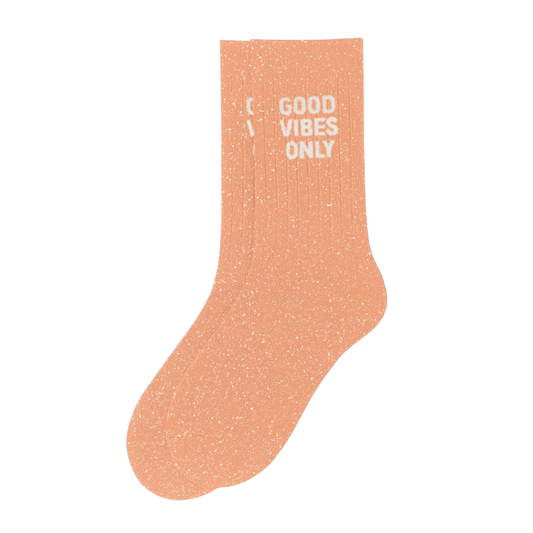 Chaussettes à paillettes "Good Vibes Only" Peachy Peach - Woom