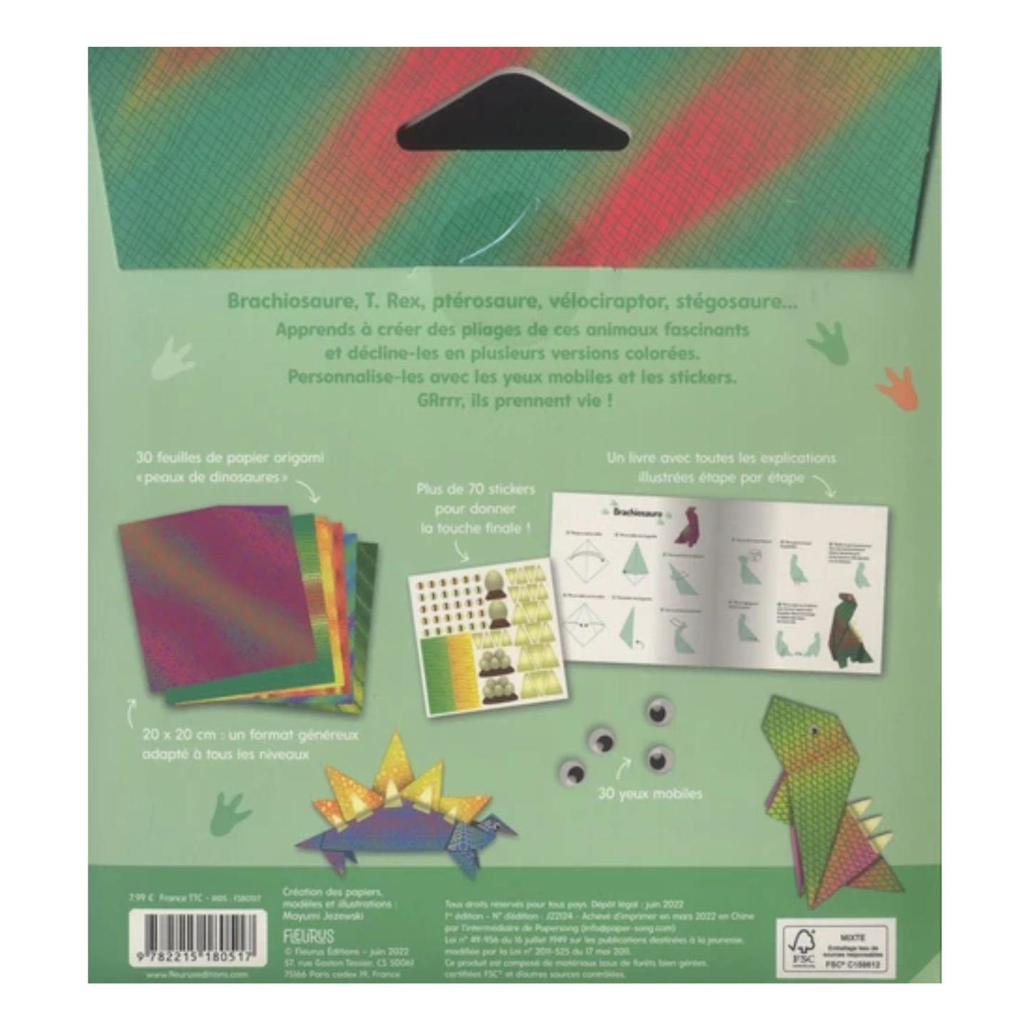 Dinosaures : atelier origami - Coffret DIY - Fleurus