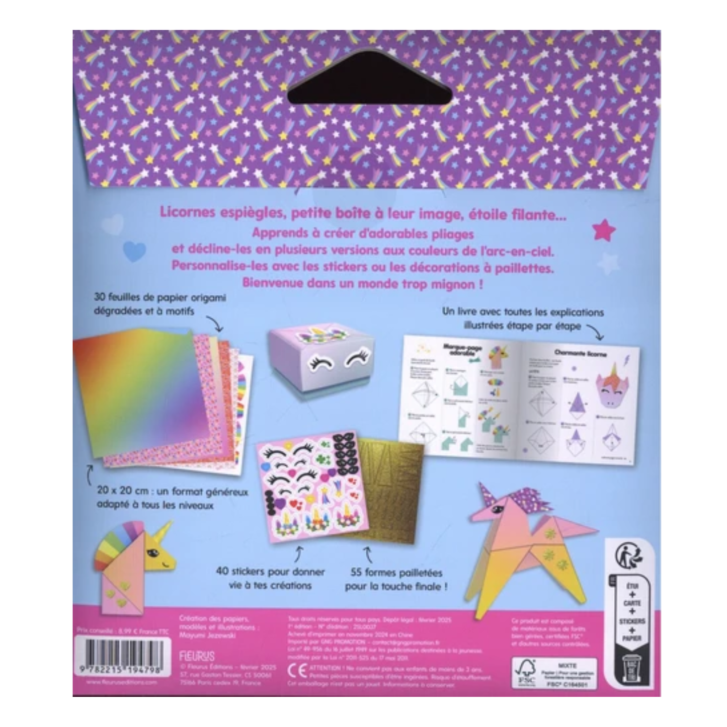 Licornes : atelier origami - Coffret DIY - Fleurus