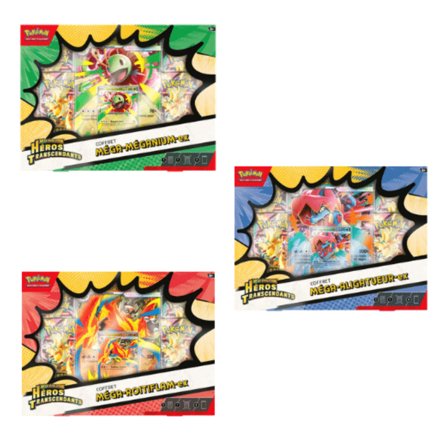 Pokémon – Coffret aléatoire – Méga-Méganium / Méga-Roitiflam / Méga-Aligatueur – en français