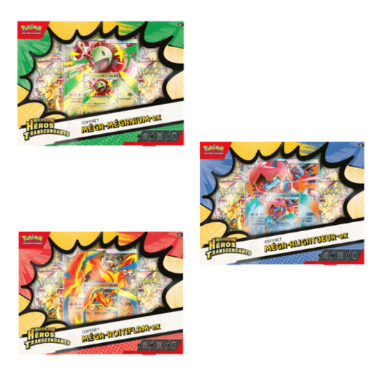 Pokémon – Coffret aléatoire – Méga-Méganium / Méga-Roitiflam / Méga-Aligatueur – en français