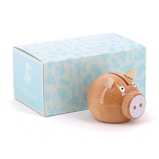Tirelire cochon bois naturel - Vilac