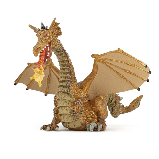Figurine dragon ailé doré avec flammes - Papo