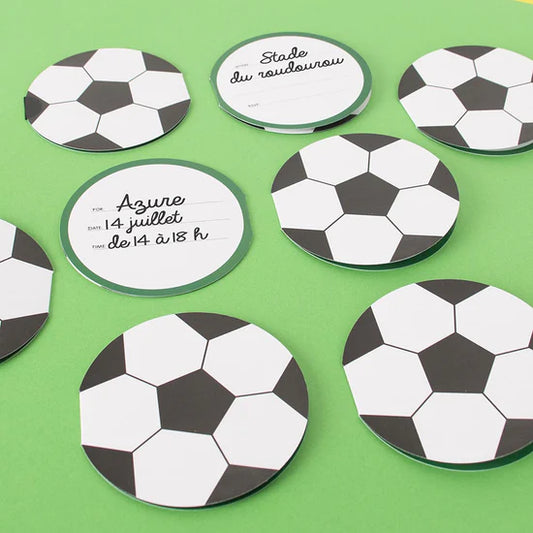 Lot de 8 invitations d'anniversaire - Ballon de foot