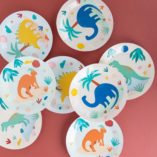 Lot de 8 assiettes en carton - Dino Jurassic