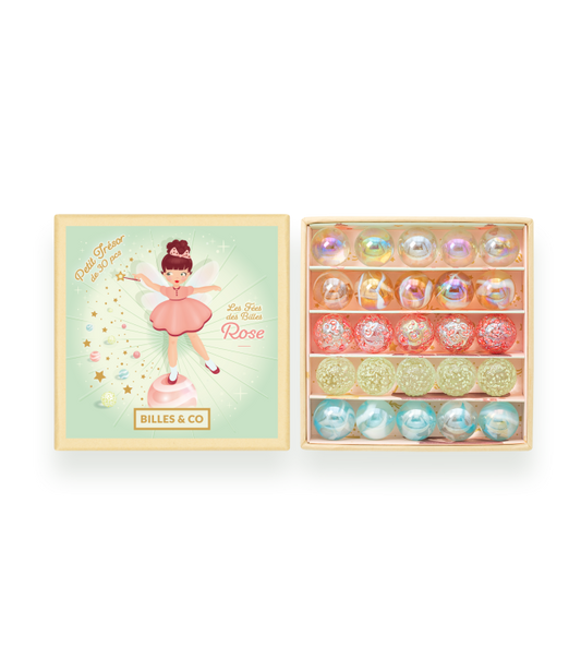 Petit coffret de billes - Trésor de la Fée Rose - Billes and co