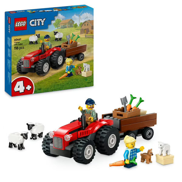 LEGO - City - Tracteur agricole rouge avec remorque et moutons