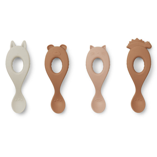 Liewood - Lot de 4 cuillères en silicone Liva - Rose Mix