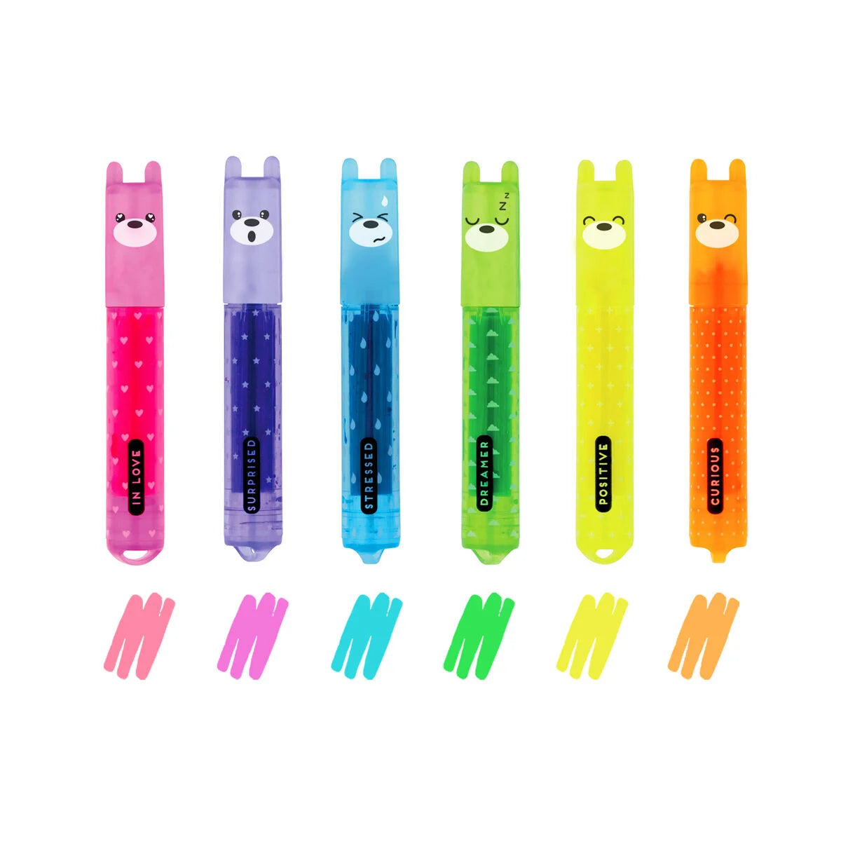 Legami - Lot de 6 mini surligneurs - Teddy's Mood