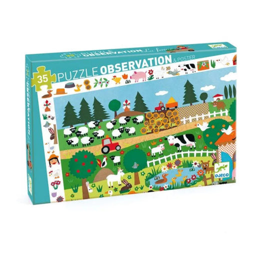 Puzzle d'observation La ferme - 35 pièces - Djeco