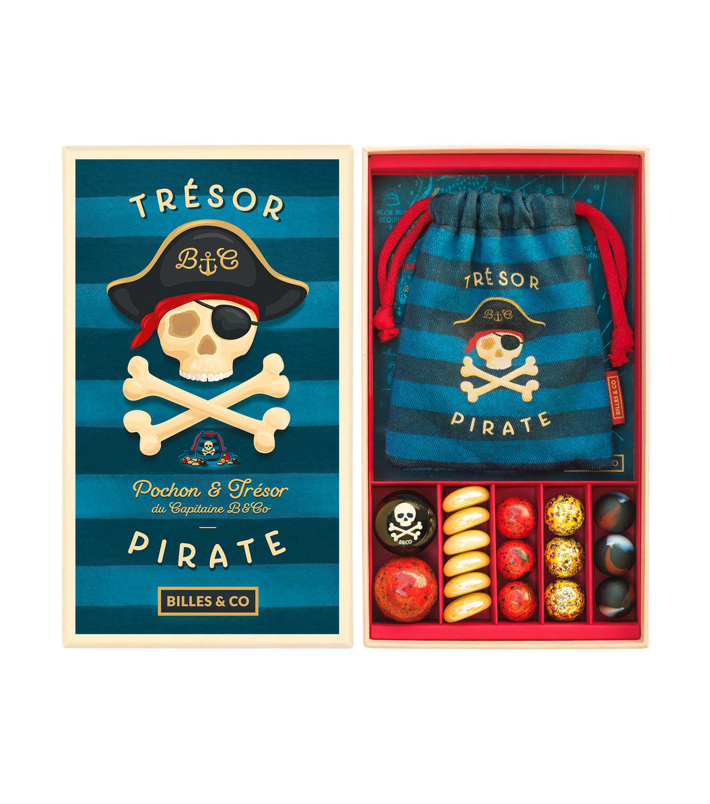Coffret de billes avec pochon - Trésor Pirate - Billes and co
